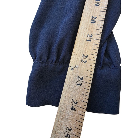 J.Crew Navy Blue Long Sleeve Puff Shoulder Blouse G0297 Womens Medium - Picture 9 of 9